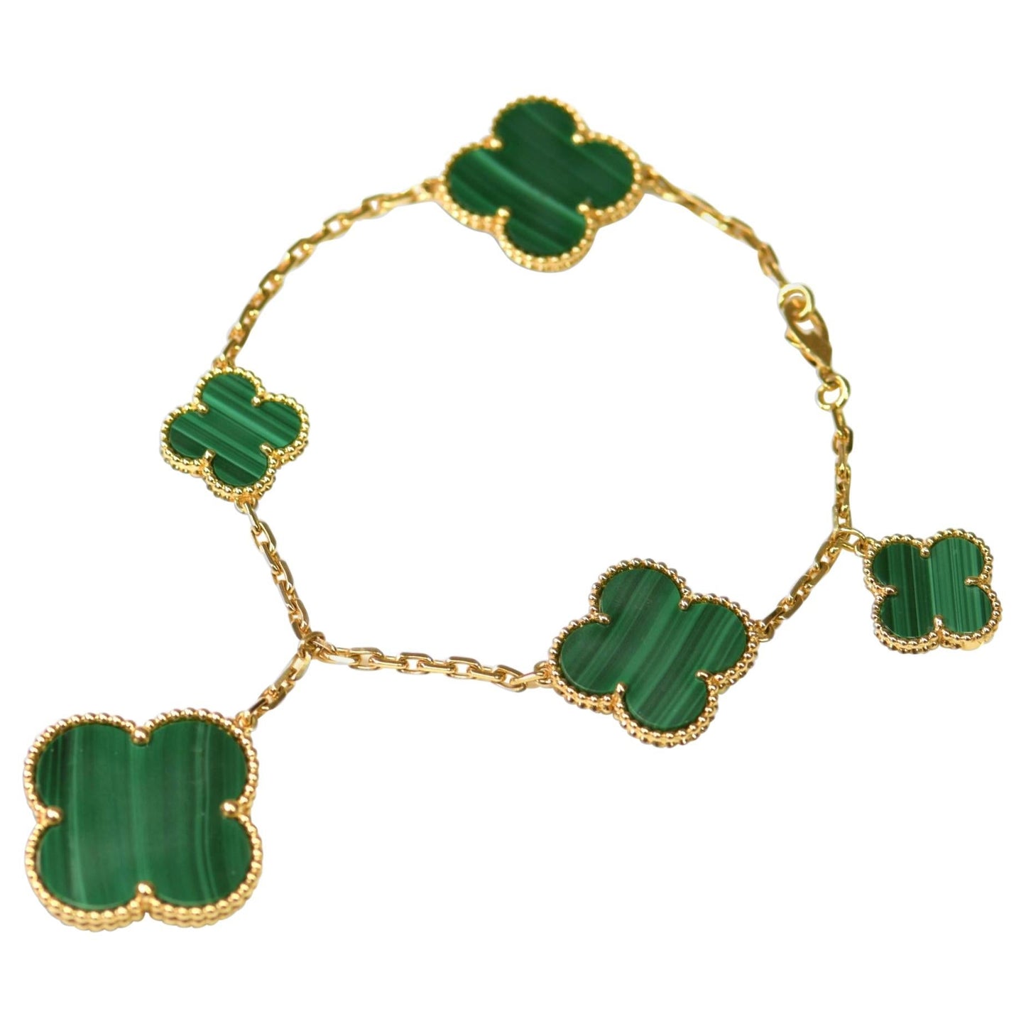 [Gaonasi]MAGIC CLOVER MALACHITE GOLD BRACELET 5 MOTIFS
