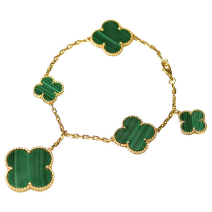 [Gaonasi]MAGIC CLOVER MALACHITE GOLD BRACELET 5 MOTIFS