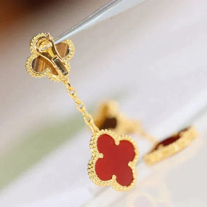 [Gaonasi]CLOVER  2 MOTIF  TIGER EYE CARNELIAN EARRINGS