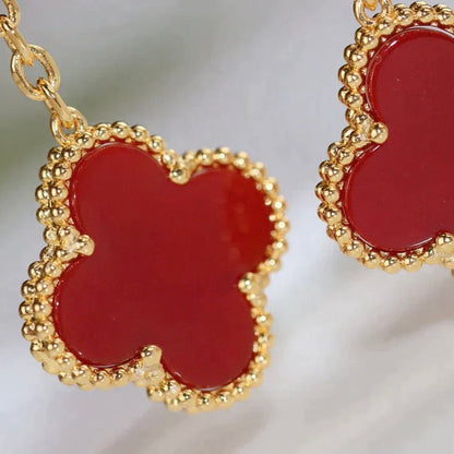 [Gaonasi]CLOVER  2 MOTIF  TIGER EYE CARNELIAN EARRINGS