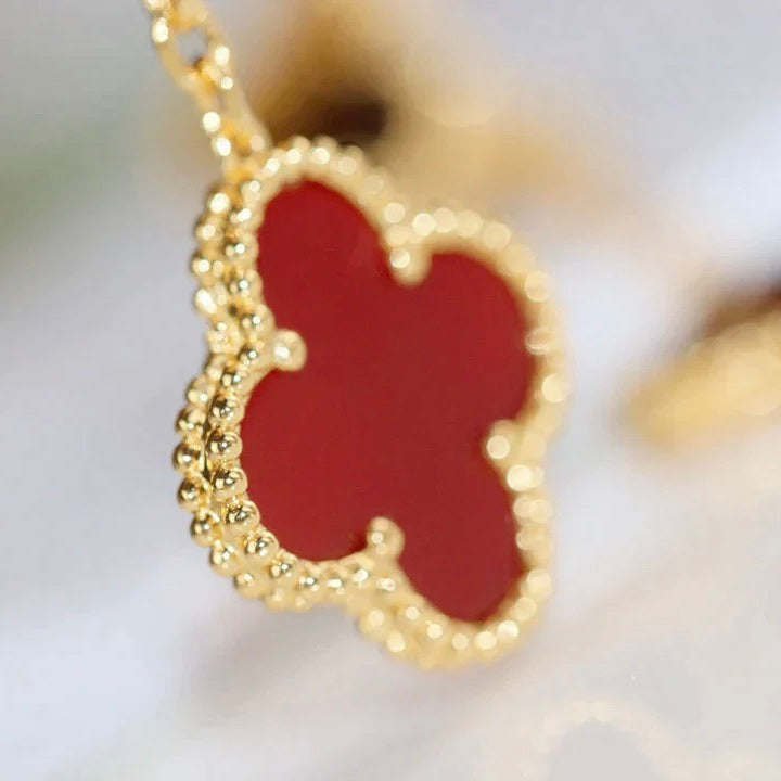 [Gaonasi]CLOVER  2 MOTIF  TIGER EYE CARNELIAN EARRINGS