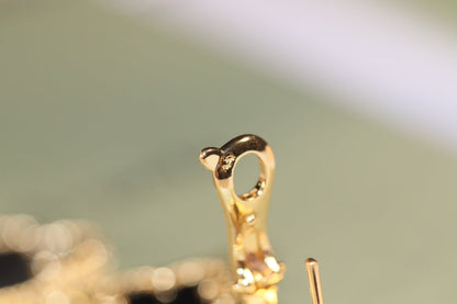 [Gaonasi]CLOVER EARRINGS GOLD ONYX MOP 3 MOTIF