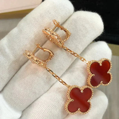 [Gaonasi]CLOVER 2 MOTIF  LASER CARNELIAN EARRINGS