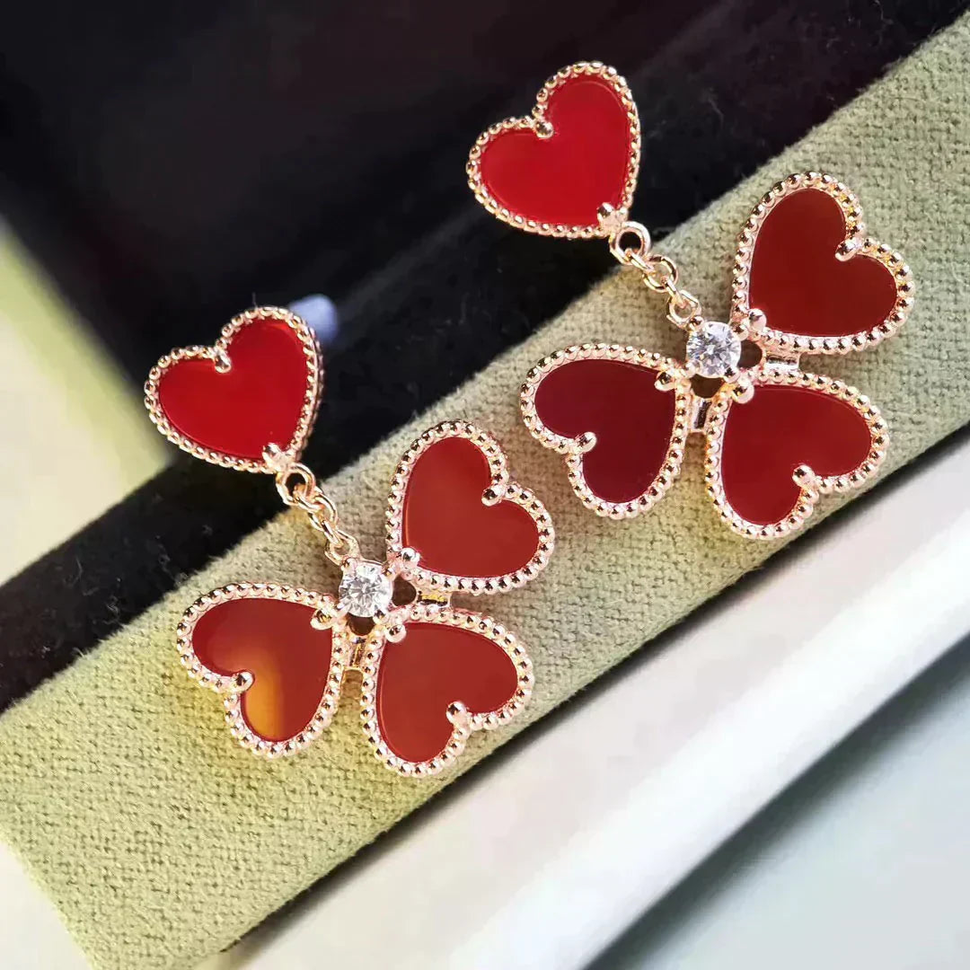 [Gaonasi]SWEET CLOVER CARNELIAN EARRINGS