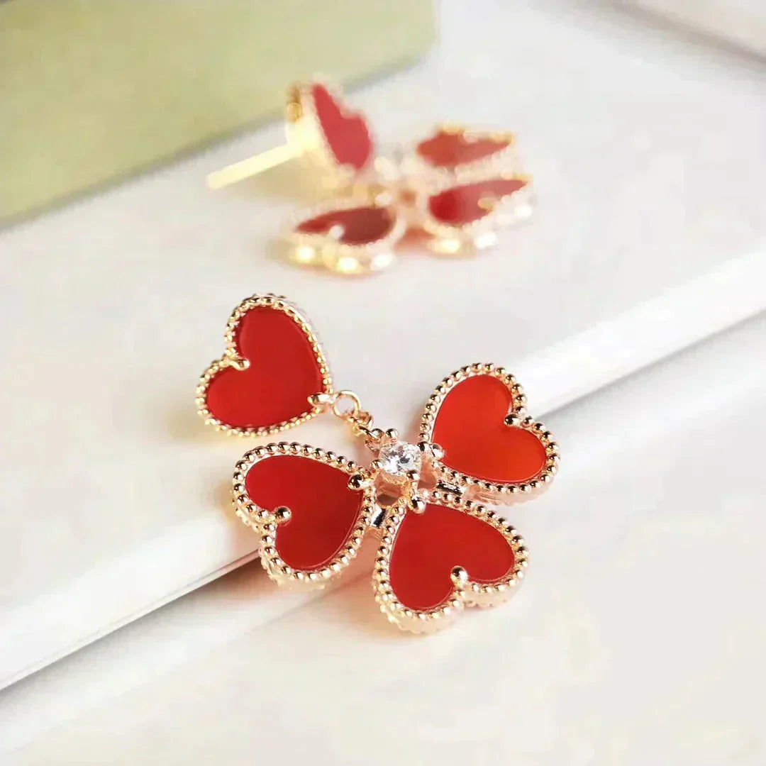 [Gaonasi]SWEET CLOVER CARNELIAN EARRINGS