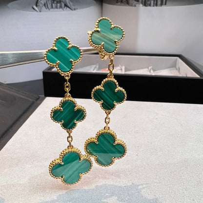[Gaonasi]CLOVER MALACHITE 3 MOTIFS GOLD