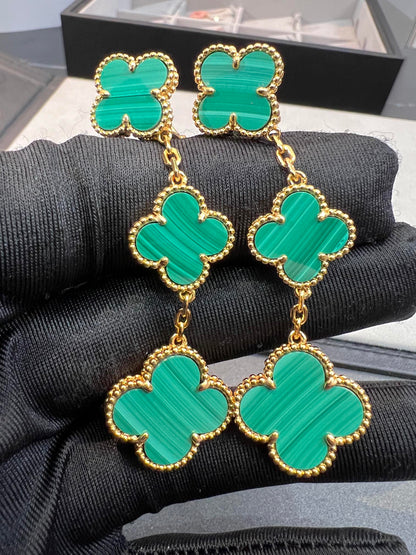 [Gaonasi]CLOVER MALACHITE 3 MOTIFS GOLD