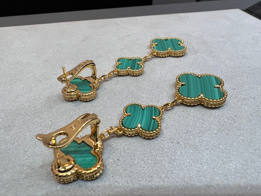 [Gaonasi]CLOVER MALACHITE 3 MOTIFS GOLD