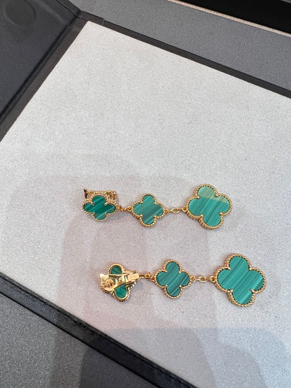 [Gaonasi]CLOVER MALACHITE 3 MOTIFS GOLD