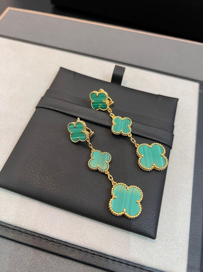 [Gaonasi]CLOVER MALACHITE 3 MOTIFS GOLD