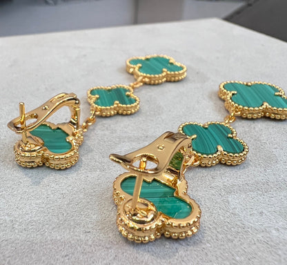 [Gaonasi]CLOVER MALACHITE 3 MOTIFS GOLD