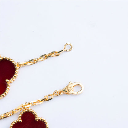 [Gaonasi]CLOVER BRACELET 5 MOTIFS CARNELIAN TIGER EYE