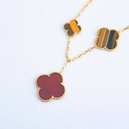 [Gaonasi]CLOVER BRACELET 5 MOTIFS CARNELIAN TIGER EYE