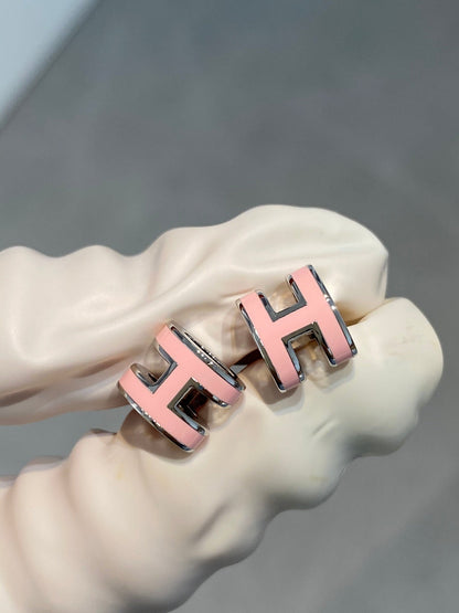 [Gaonasi]MINI POP H SILVER EARRINGS PINK