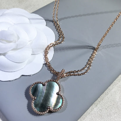 [Gaonasi]CLOVER 25MM GOLD DARK MOP BIG CLOVER NECKLACE