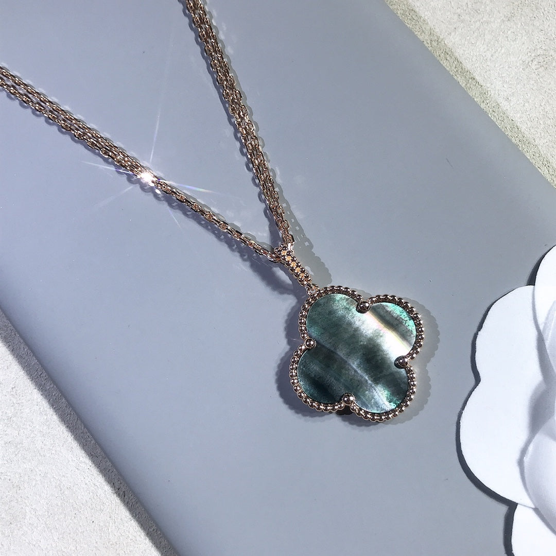 [Gaonasi]CLOVER 25MM GOLD DARK MOP BIG CLOVER NECKLACE