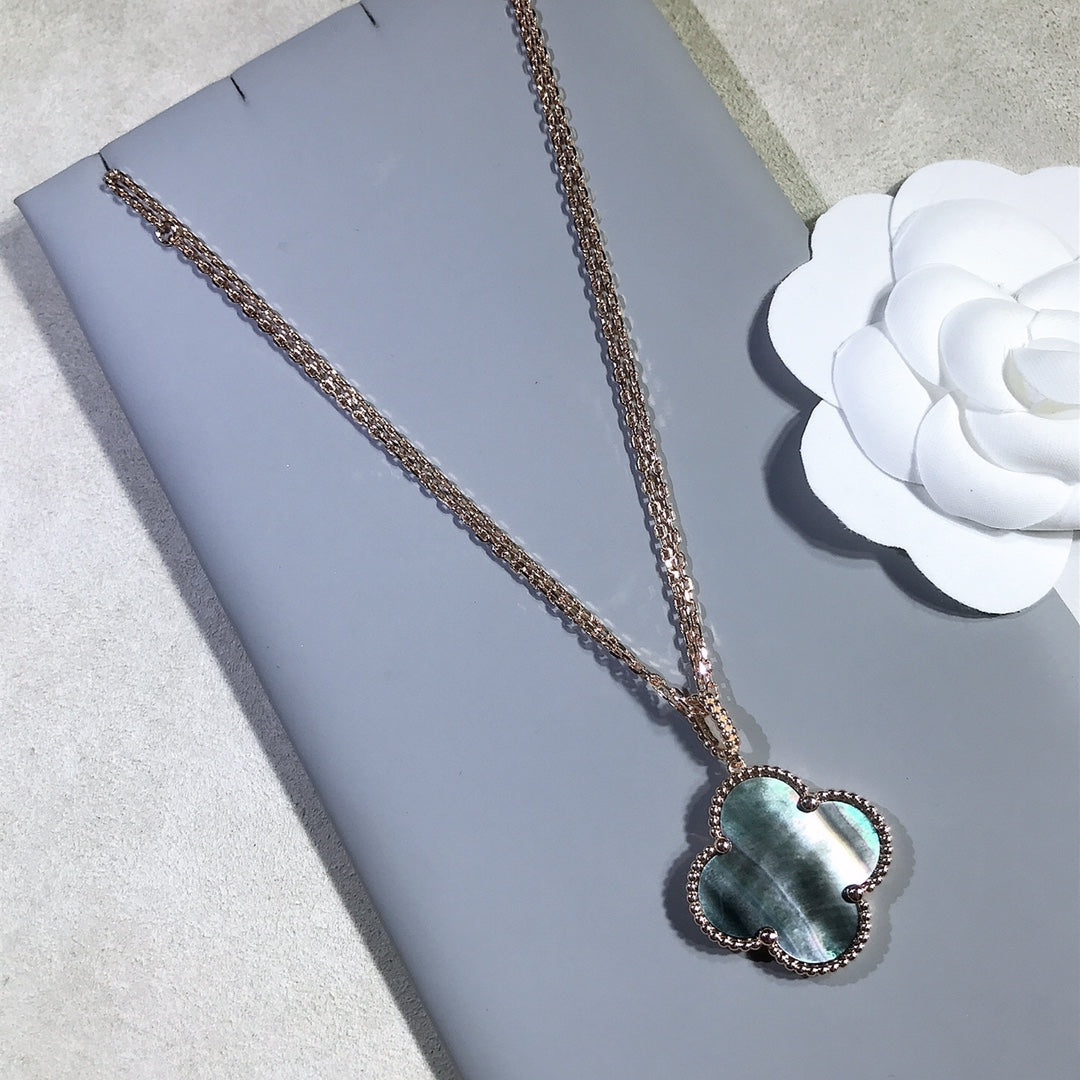 [Gaonasi]CLOVER 25MM GOLD DARK MOP BIG CLOVER NECKLACE