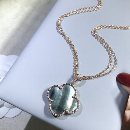 [Gaonasi]CLOVER 25MM GOLD DARK MOP BIG CLOVER NECKLACE