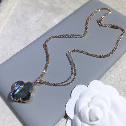 [Gaonasi]CLOVER 25MM GOLD DARK MOP BIG CLOVER NECKLACE