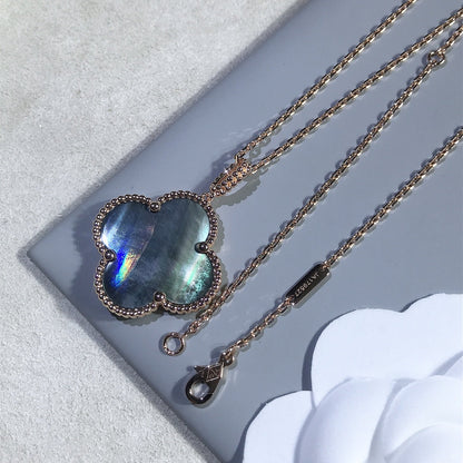 [Gaonasi]CLOVER 25MM GOLD DARK MOP BIG CLOVER NECKLACE