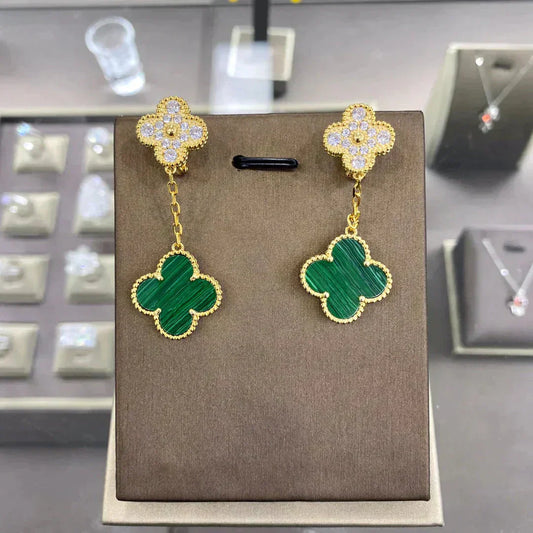 [Gaonasi]CLOVER  2 MOTIFS  DIAMOND  EARRINGS (MULTIPLE CHOICESç´