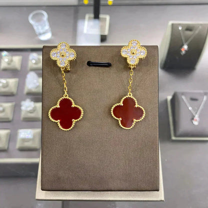 [Gaonasi]CLOVER  2 MOTIFS  DIAMOND  EARRINGS (MULTIPLE CHOICESç´