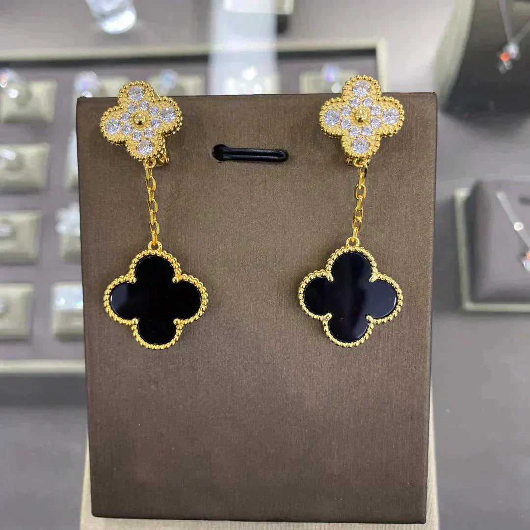 [Gaonasi]CLOVER  2 MOTIFS  DIAMOND  EARRINGS (MULTIPLE CHOICESç´