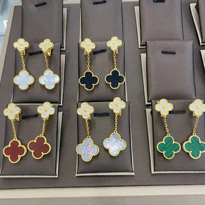 [Gaonasi]CLOVER  2 MOTIFS  DIAMOND  EARRINGS (MULTIPLE CHOICESç´