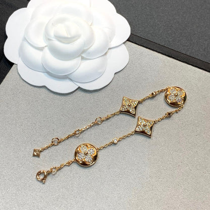 [Gaonasi]STAR AND SUN 4 MOTIFS GOLD DIAMONDS BRACELET