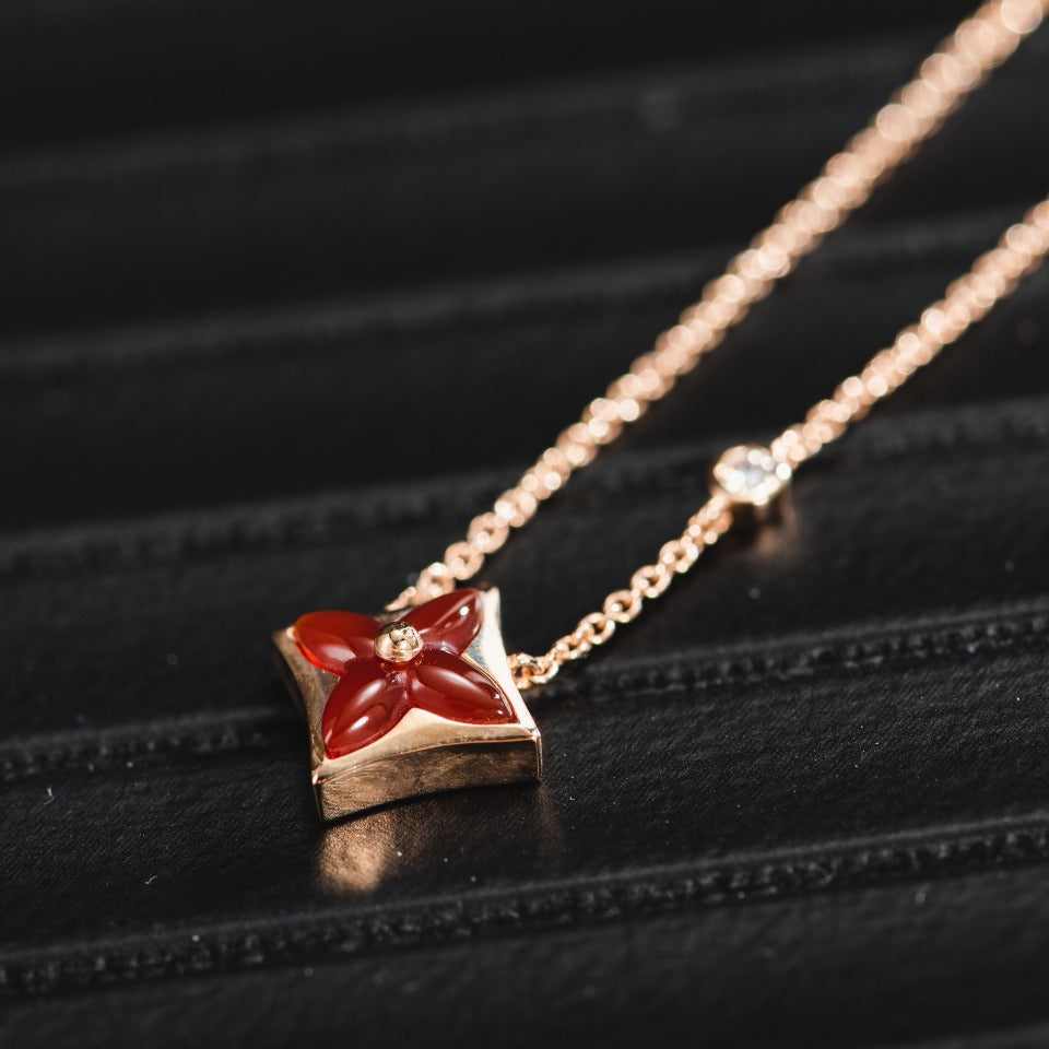 [Gaonasi]STAR NECKLACE PINK GOLD 1 DIAMOND