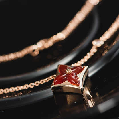 [Gaonasi]STAR NECKLACE PINK GOLD 1 DIAMOND