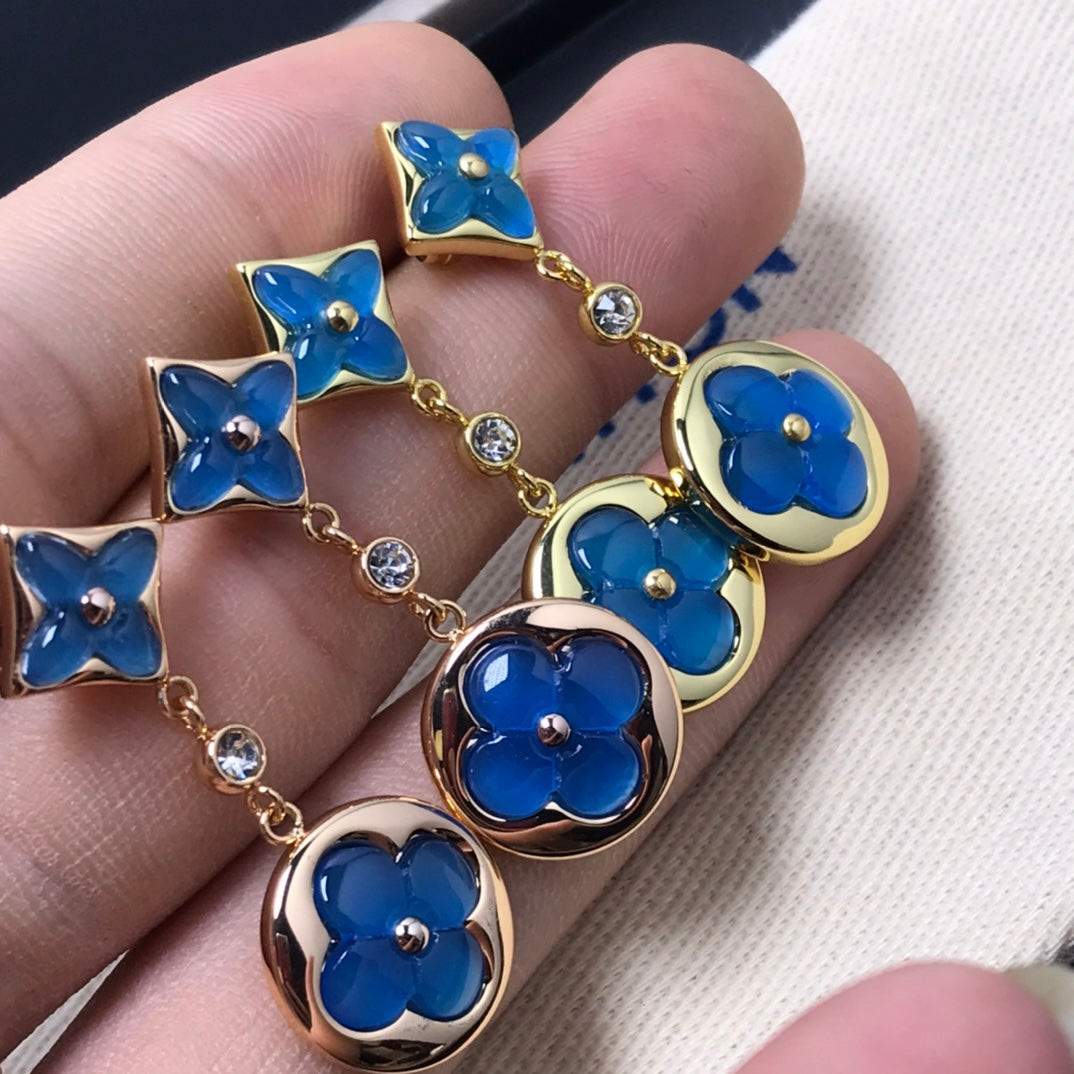 [Gaonasi]STAR AND SUN AGATE DIAMOND EARRINGS