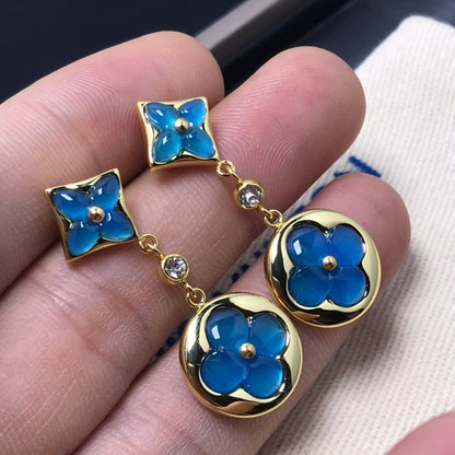 [Gaonasi]STAR AND SUN AGATE DIAMOND EARRINGS