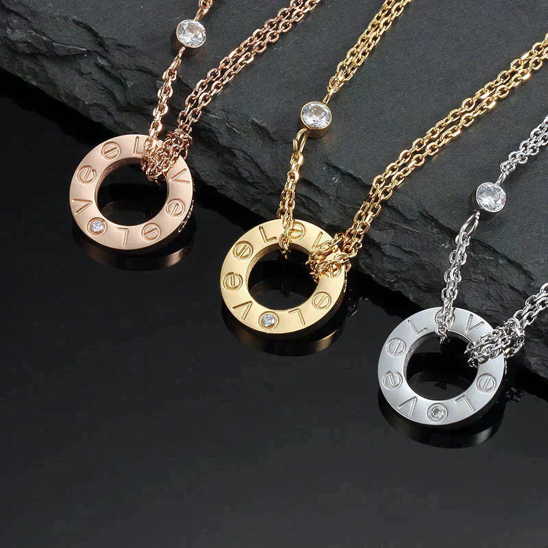 [Gaonasi Jewelry]LOVE NECKLACE 16MM 2 DIAMONDS