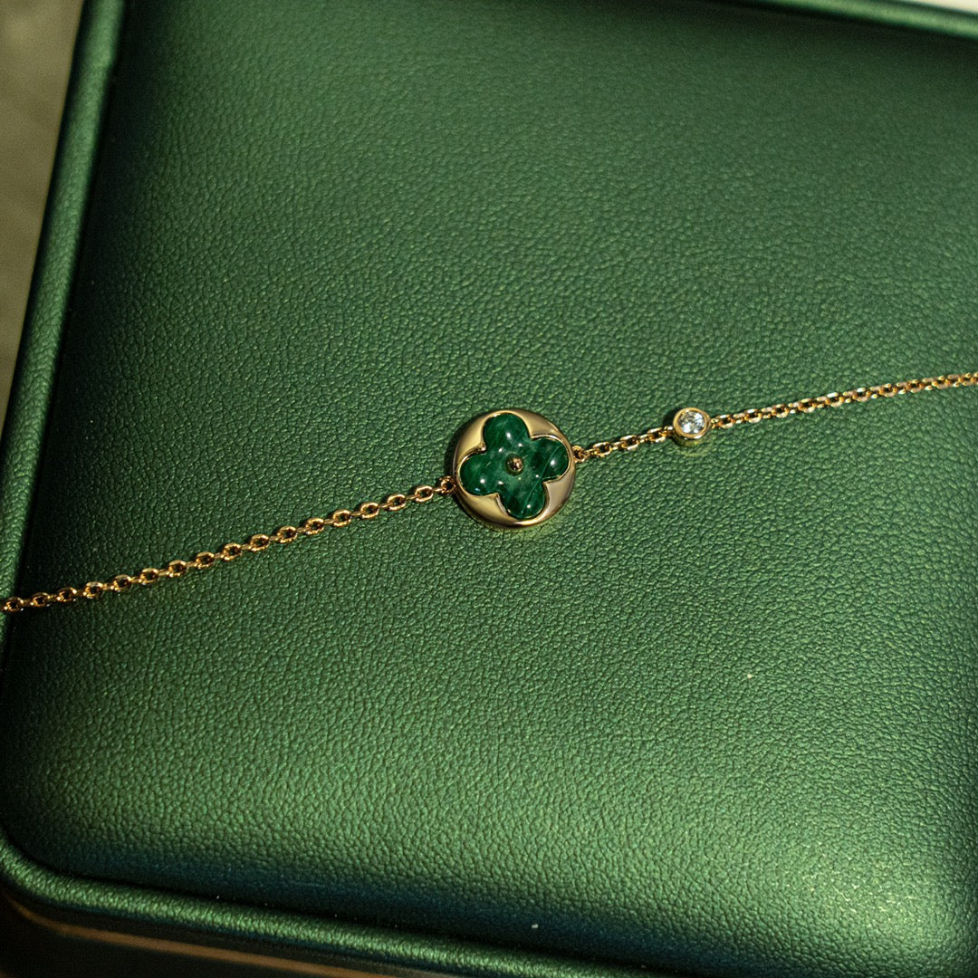 [Gaonasi]SUN MALACHITE 1 DIAMOND PINK GOLD BRACELET