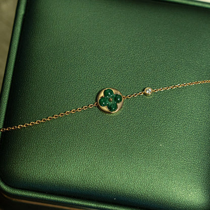 [Gaonasi]SUN MALACHITE 1 DIAMOND PINK GOLD BRACELET