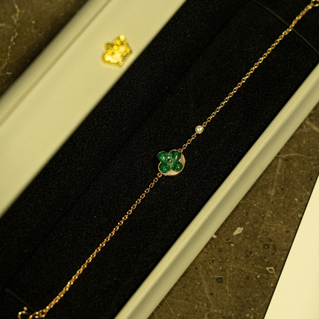 [Gaonasi]SUN MALACHITE 1 DIAMOND PINK GOLD BRACELET