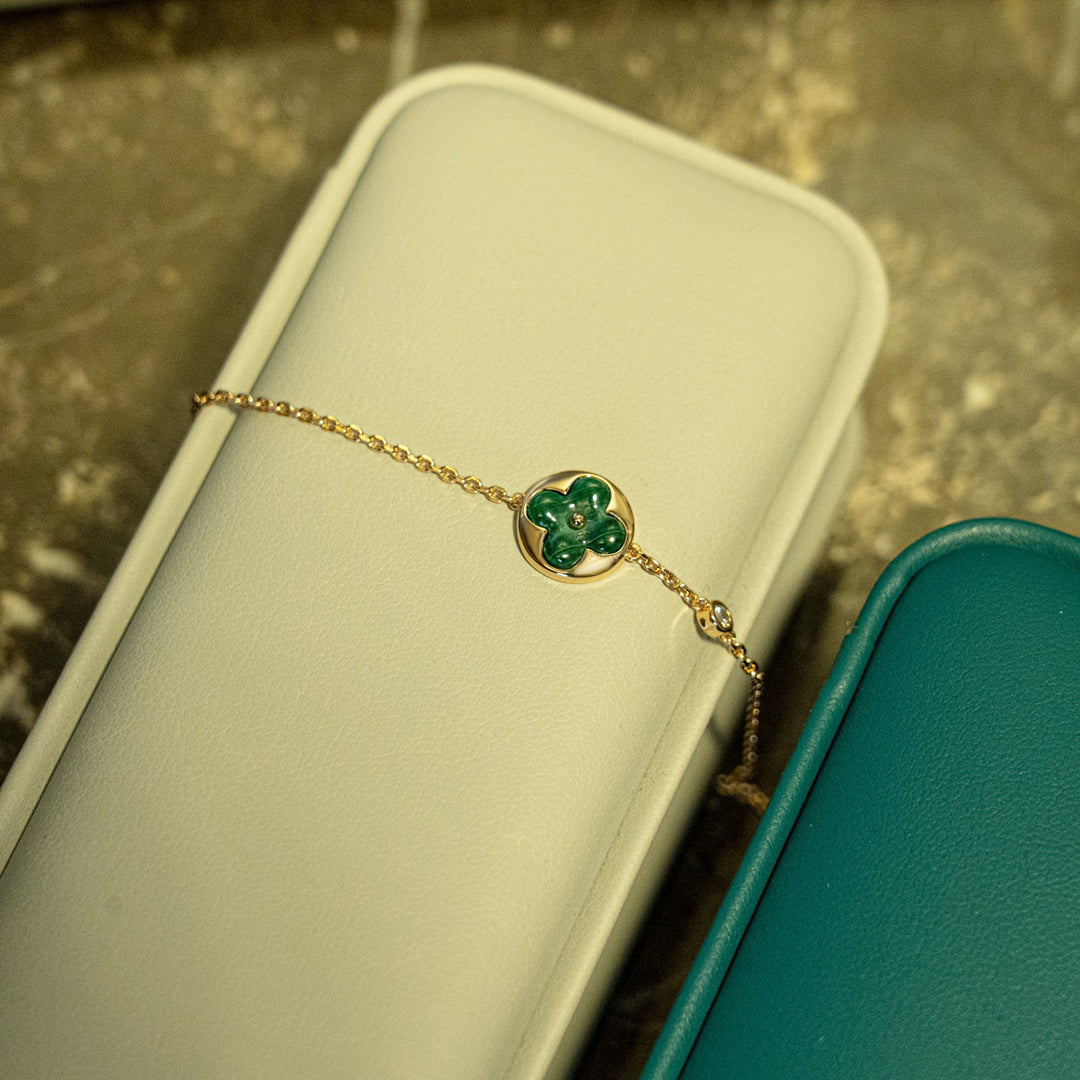 [Gaonasi]SUN MALACHITE 1 DIAMOND PINK GOLD BRACELET