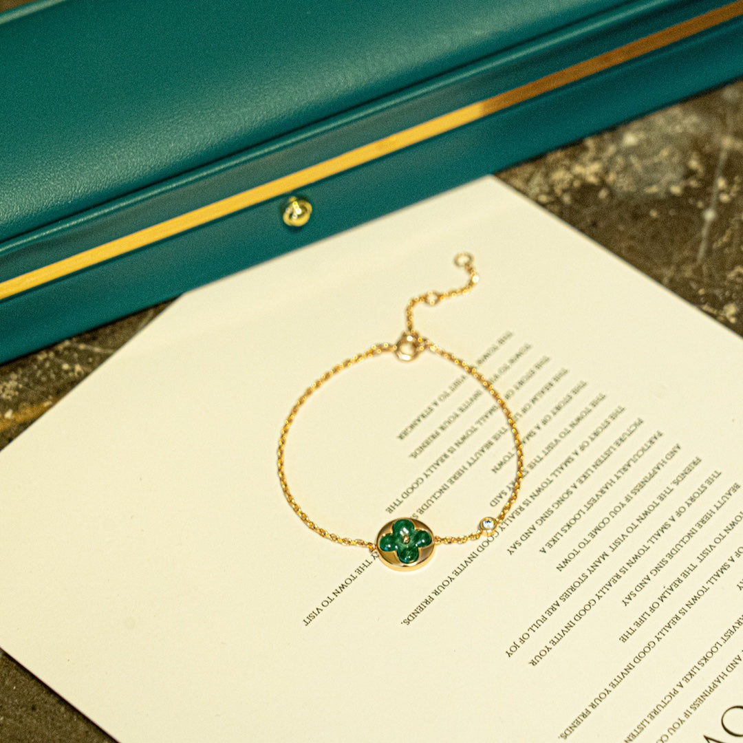 [Gaonasi]SUN MALACHITE 1 DIAMOND PINK GOLD BRACELET