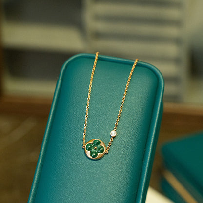 [Gaonasi]SUN MALACHITE 1 DIAMOND PINK GOLD BRACELET