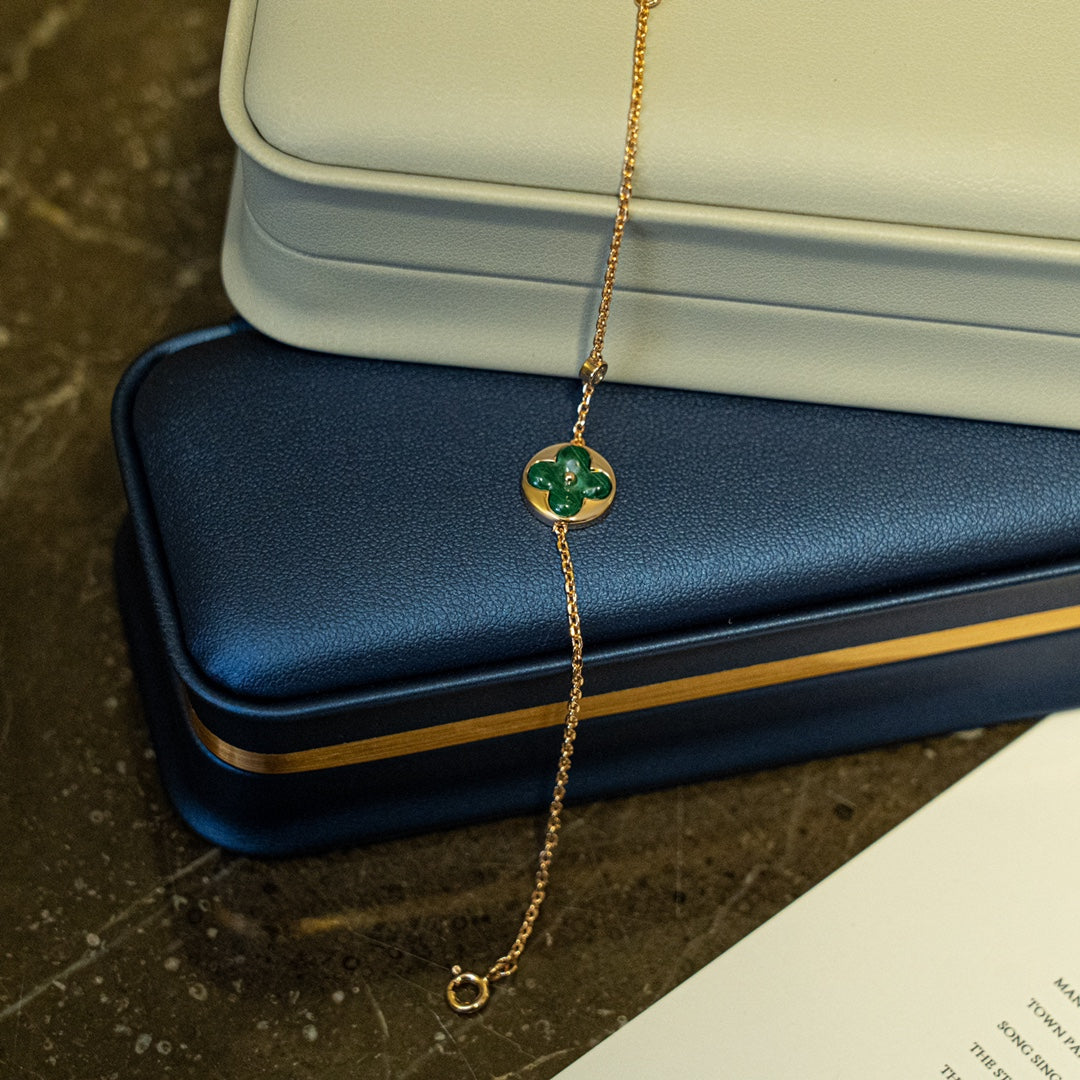 [Gaonasi]SUN MALACHITE 1 DIAMOND PINK GOLD BRACELET