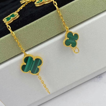 [Gaonasi]MAGIC CLOVER MALACHITE GOLD BRACELET 5 MOTIFS
