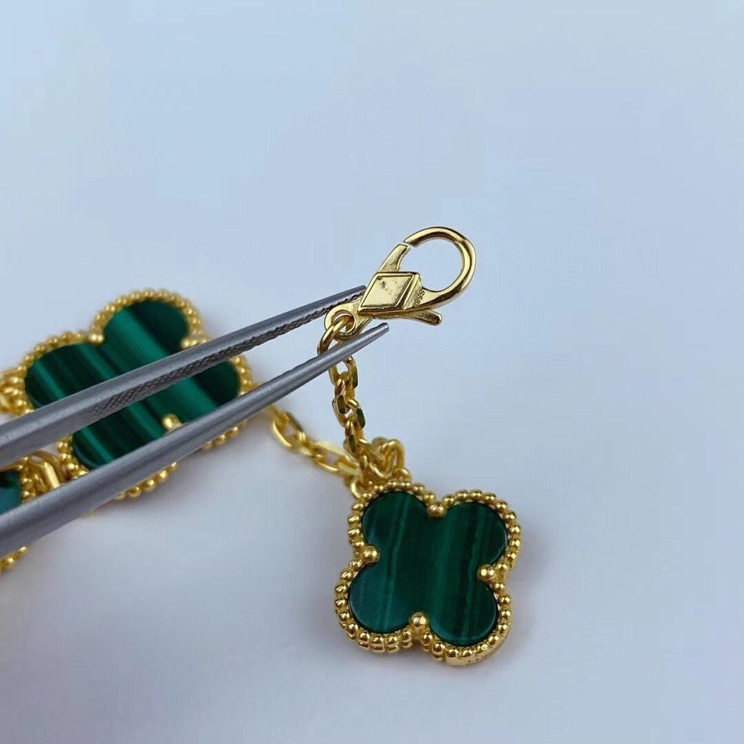 [Gaonasi]MAGIC CLOVER MALACHITE GOLD BRACELET 5 MOTIFS