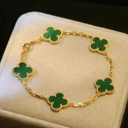 [Gaonasi] CLOVER 5 MOTIF MALACHITE BRACELET COLLECTION