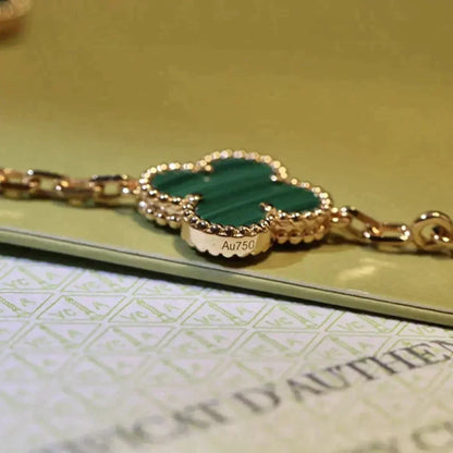 [Gaonasi] CLOVER 5 MOTIF MALACHITE BRACELET COLLECTION