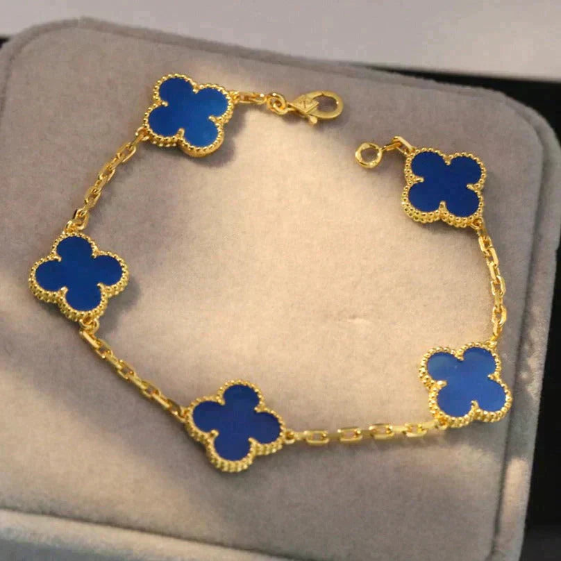 [Gaonasi] CLOVER 5 MOTIF BLUE AGATE BRACELET COLLECTION