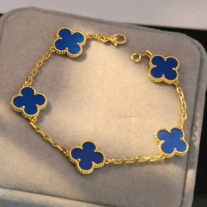 [Gaonasi] CLOVER 5 MOTIF BLUE AGATE BRACELET COLLECTION