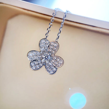 [Gaonasi]CLOVER DIAMOND NECKLACE SILVER