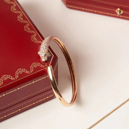 [Gaonasi Jewelry]PANTHERE HALF DIAMOND OPEN BRACELET