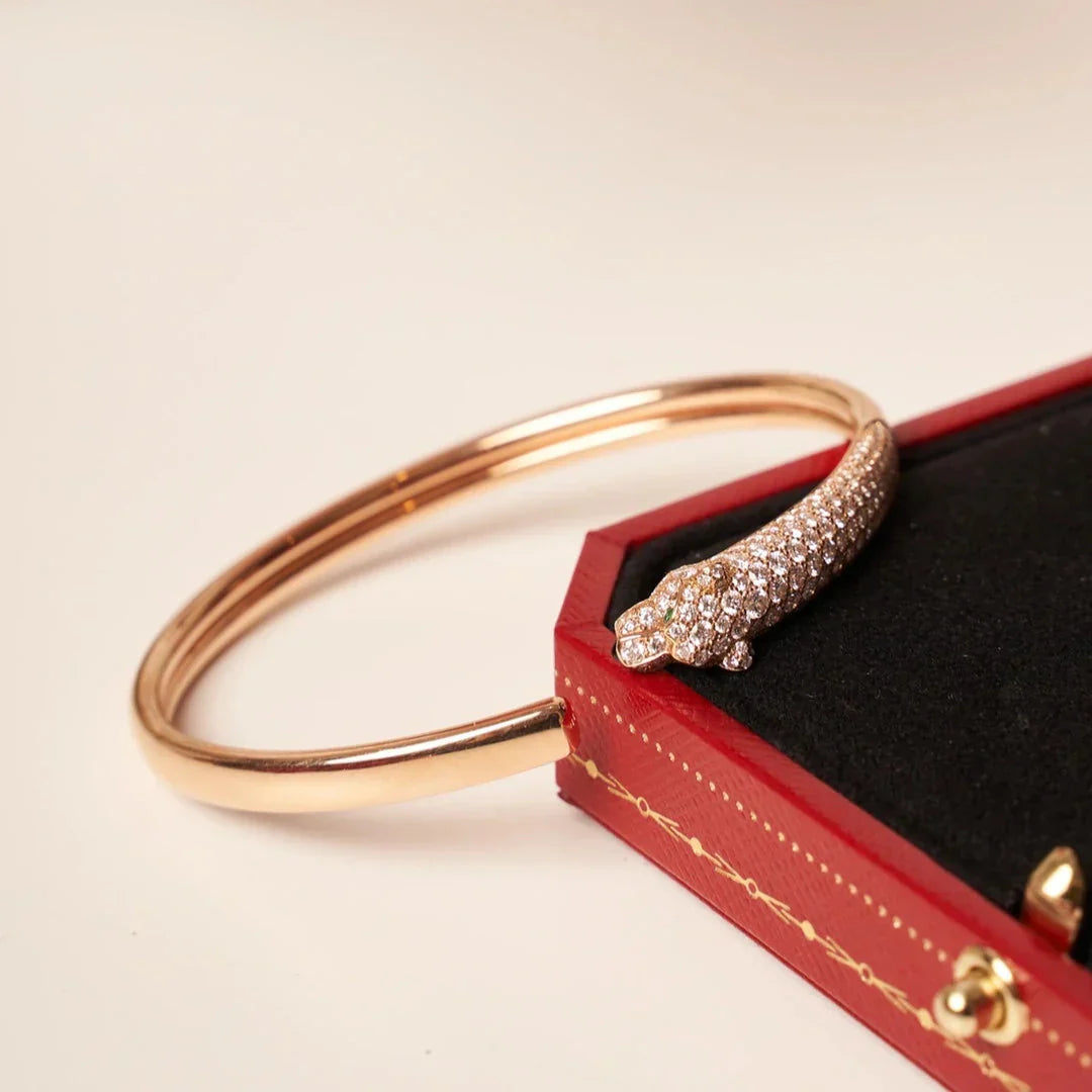 [Gaonasi Jewelry]PANTHERE HALF DIAMOND OPEN BRACELET